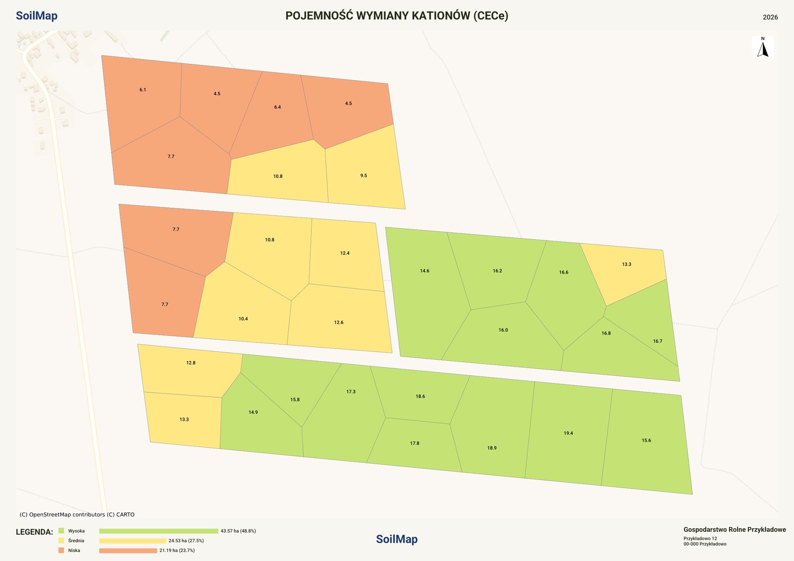 Mapa: pojemność wymiany kationów CECe