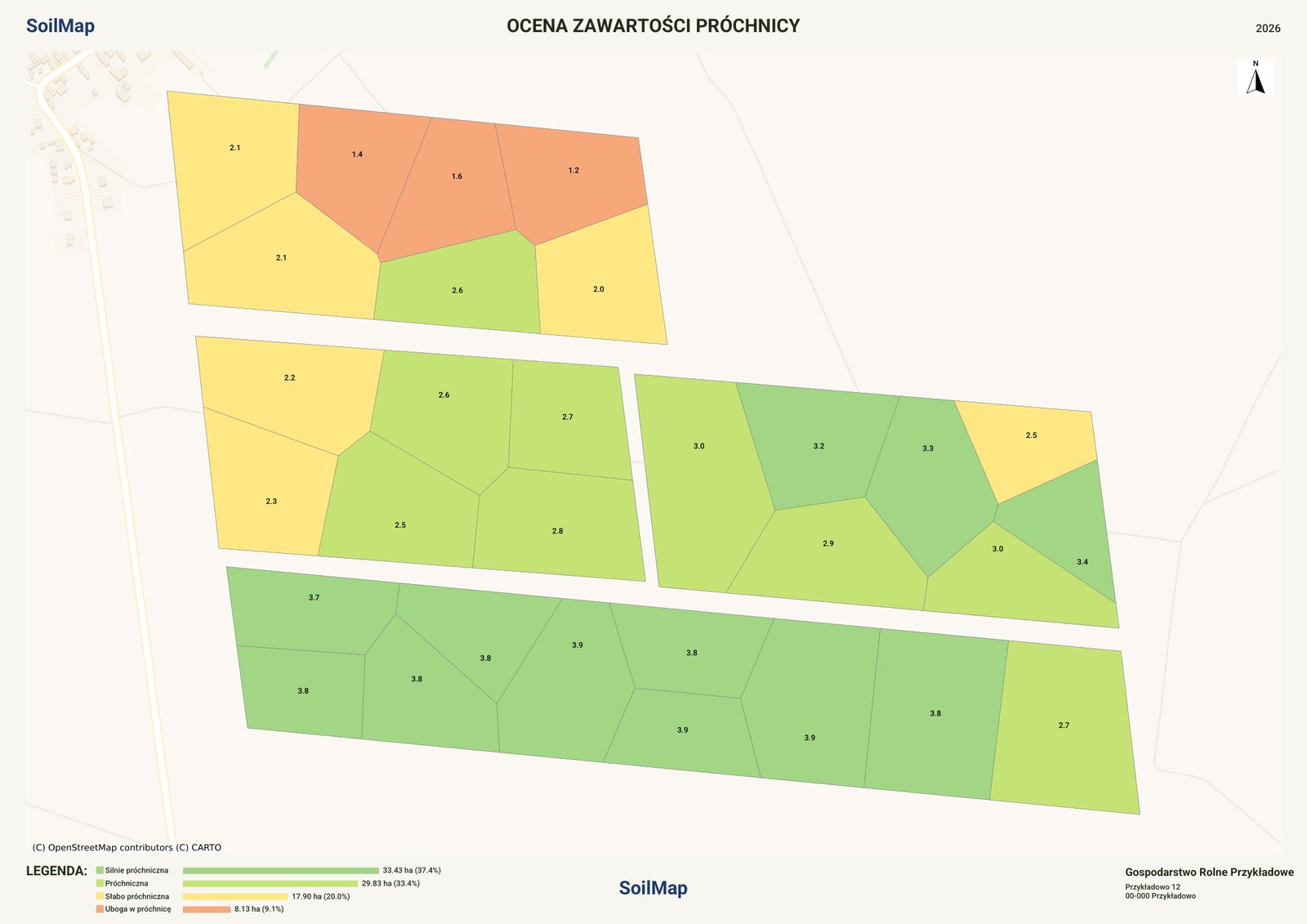 Mapa: ocena zawartości próchnicy